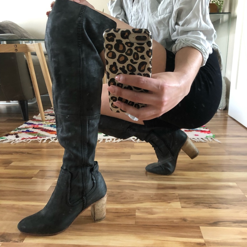 Grey Knee-High Free People Boots
